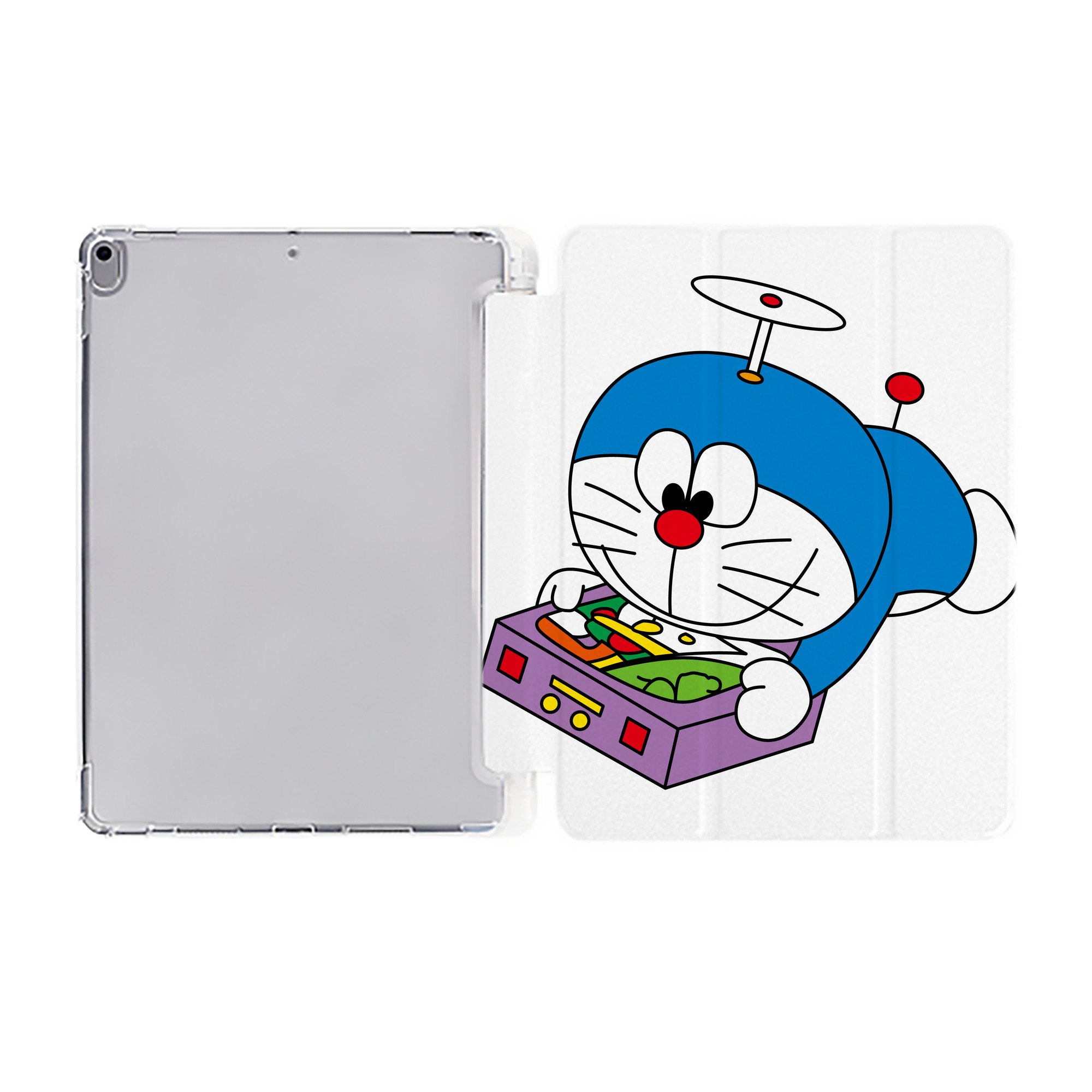 （画像用） ドラえもん Doraemon IPad ケース ペン収納付き 三つ折りスタンド PUレザー×シリコン 対応機種9.5/10.5/10.9インチ